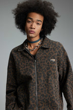 Street Style Color-Blocked Leopard Jacket