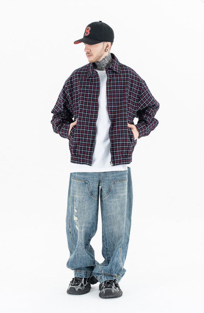 Luxury Wine Red Plaid Jacket