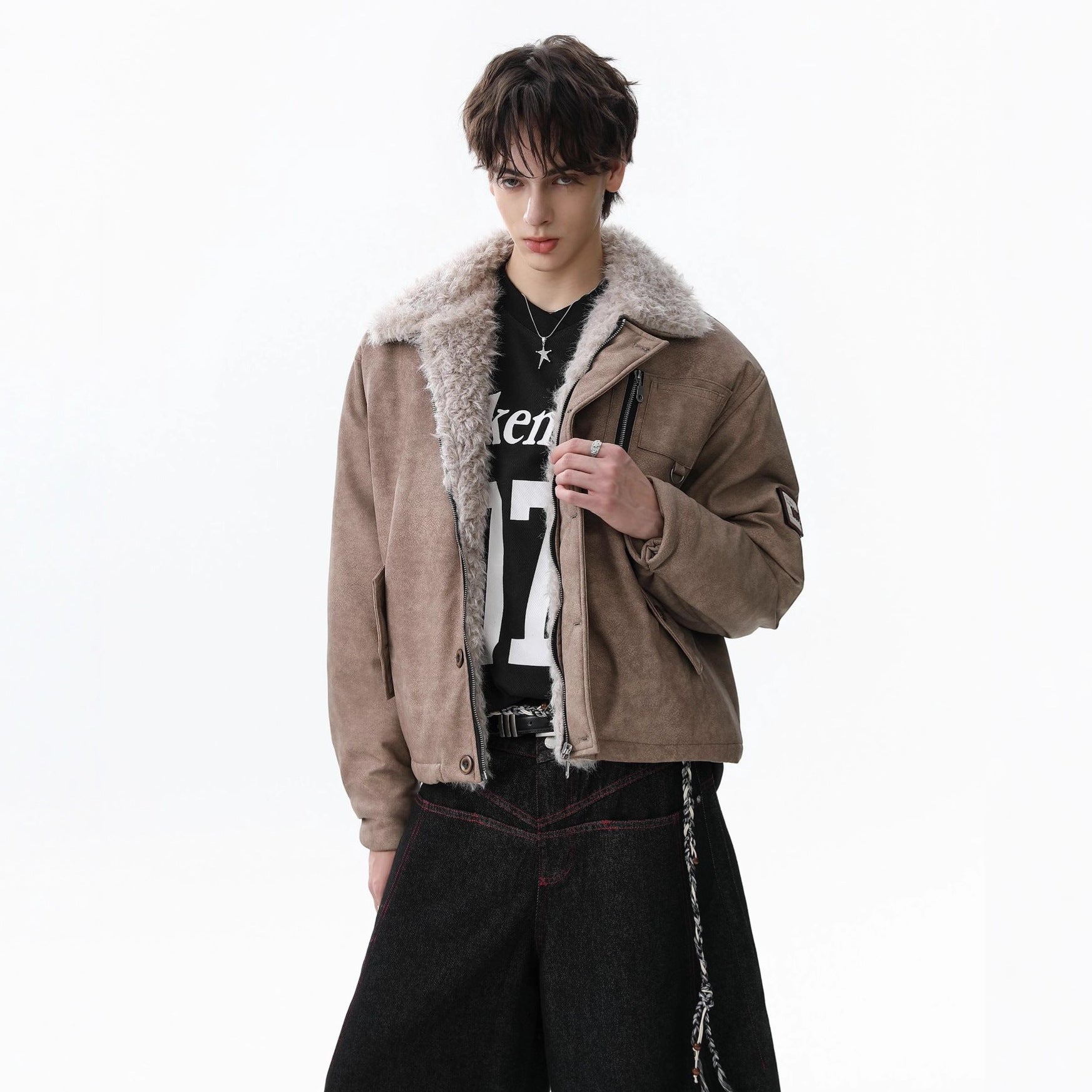 Rose Embroidered Leather Jacket