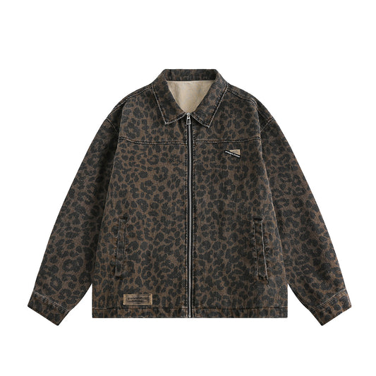 Street Style Color-Blocked Leopard Jacket