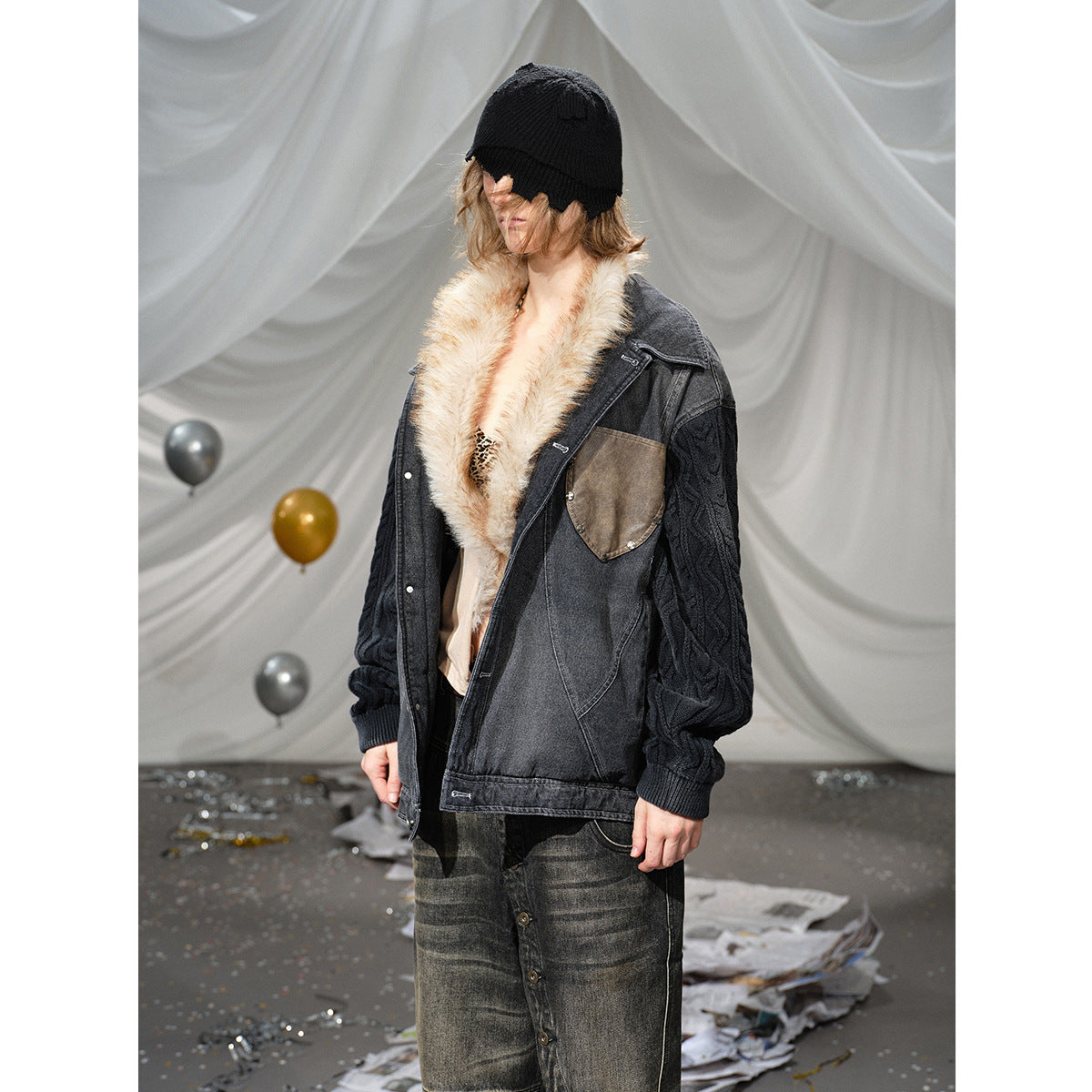 Knitted Sleeve Cotton Jacket