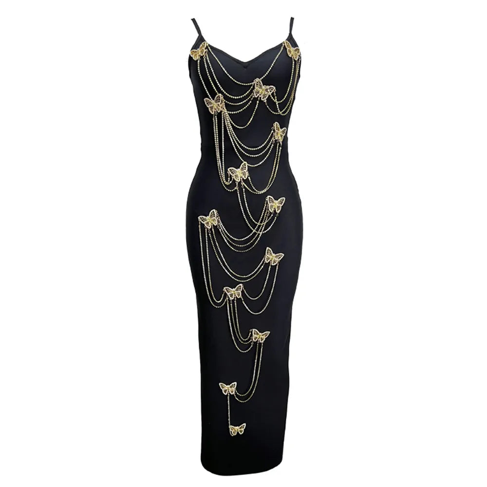 Elegant Butterfly Beaded Dress