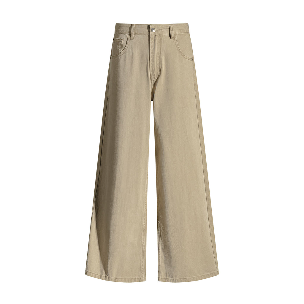 Khaki wide-leg jeans