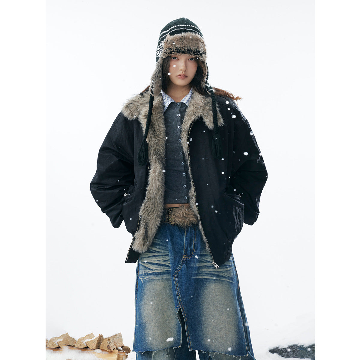 Winter Coat with Fur Collar