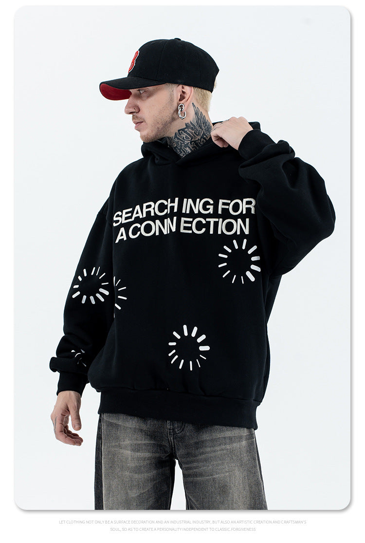 loose-fit patterned hoodie