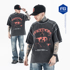 Reversible Design Letter Print Retro T-Shirt