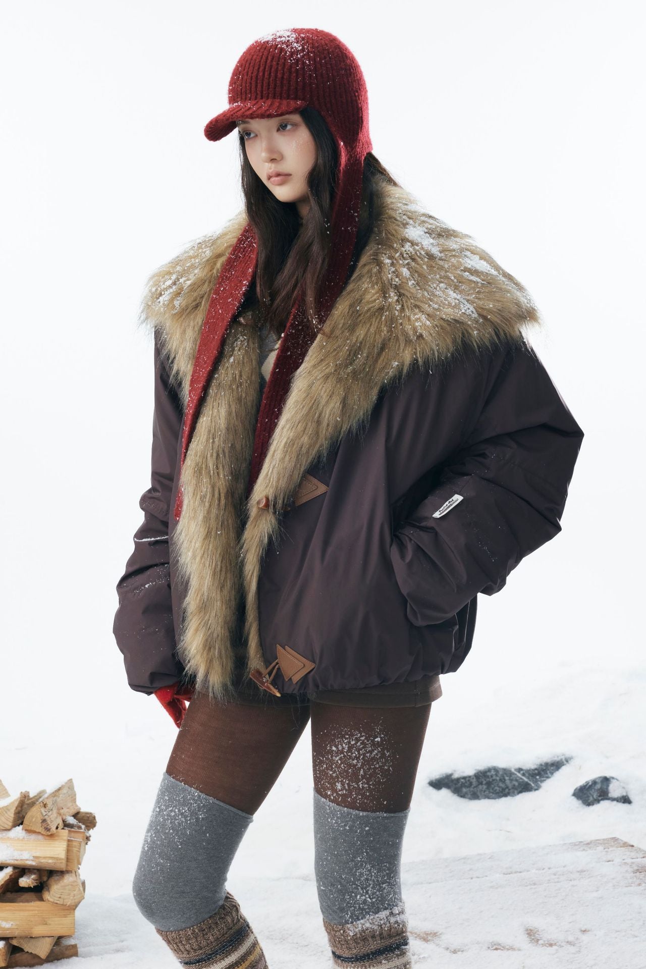 Cotton Jacket With Fur Collar