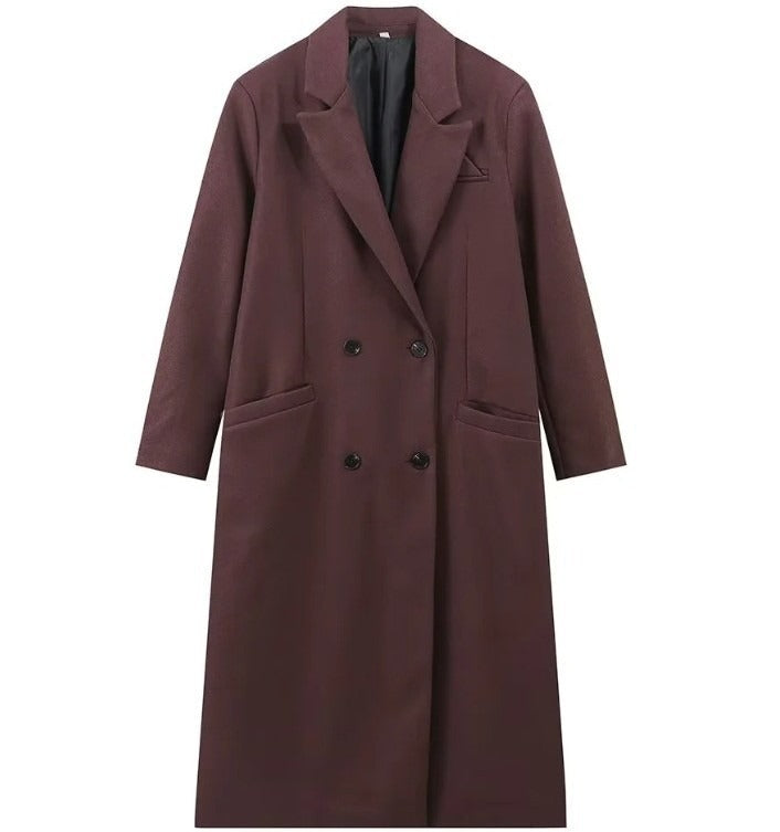Solid Lapel Trench Coat