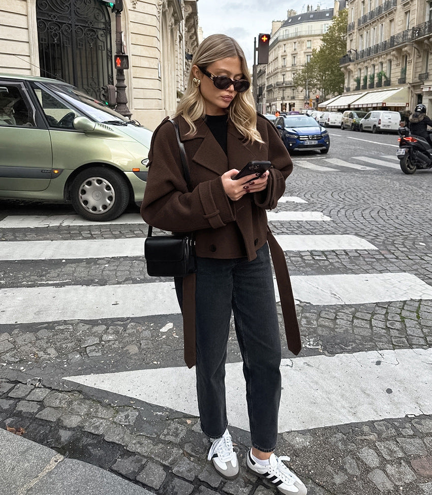 Double-Breasted Woolen Coat