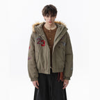 Vintage Bomber with Fur Trim