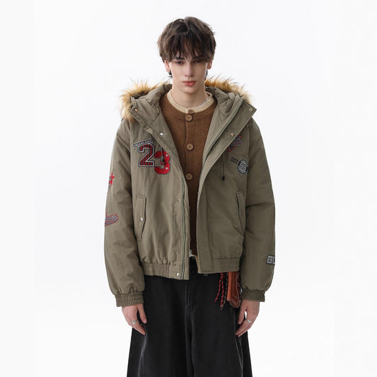 Vintage Bomber with Fur Trim