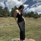 Sleek Black Strappy Maxi Dress