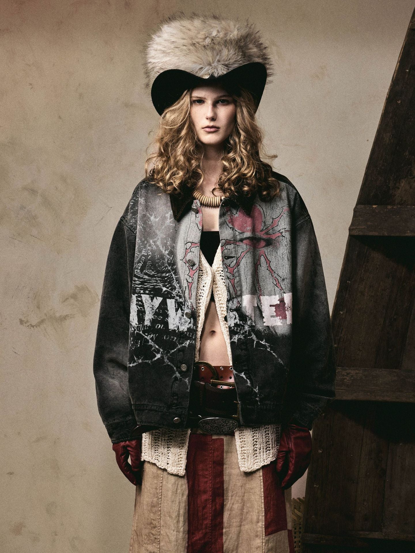 Street High-Street Dark Graffiti Spliced ​​Jacket