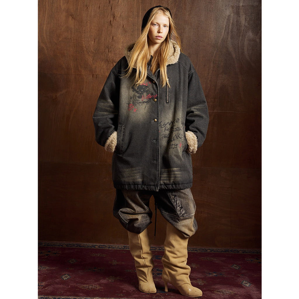 Lambswool Parka Denim Cotton Jacket