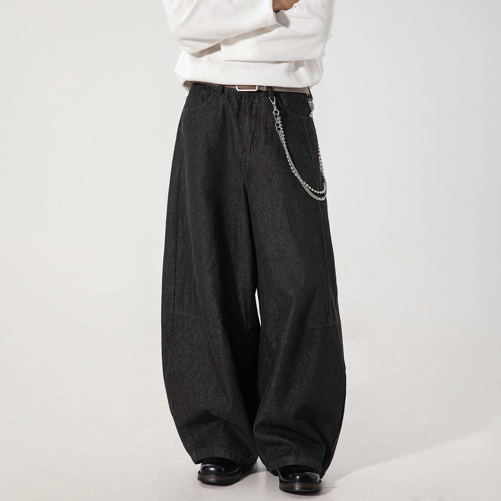 Curved knife shaped straight leg long pants