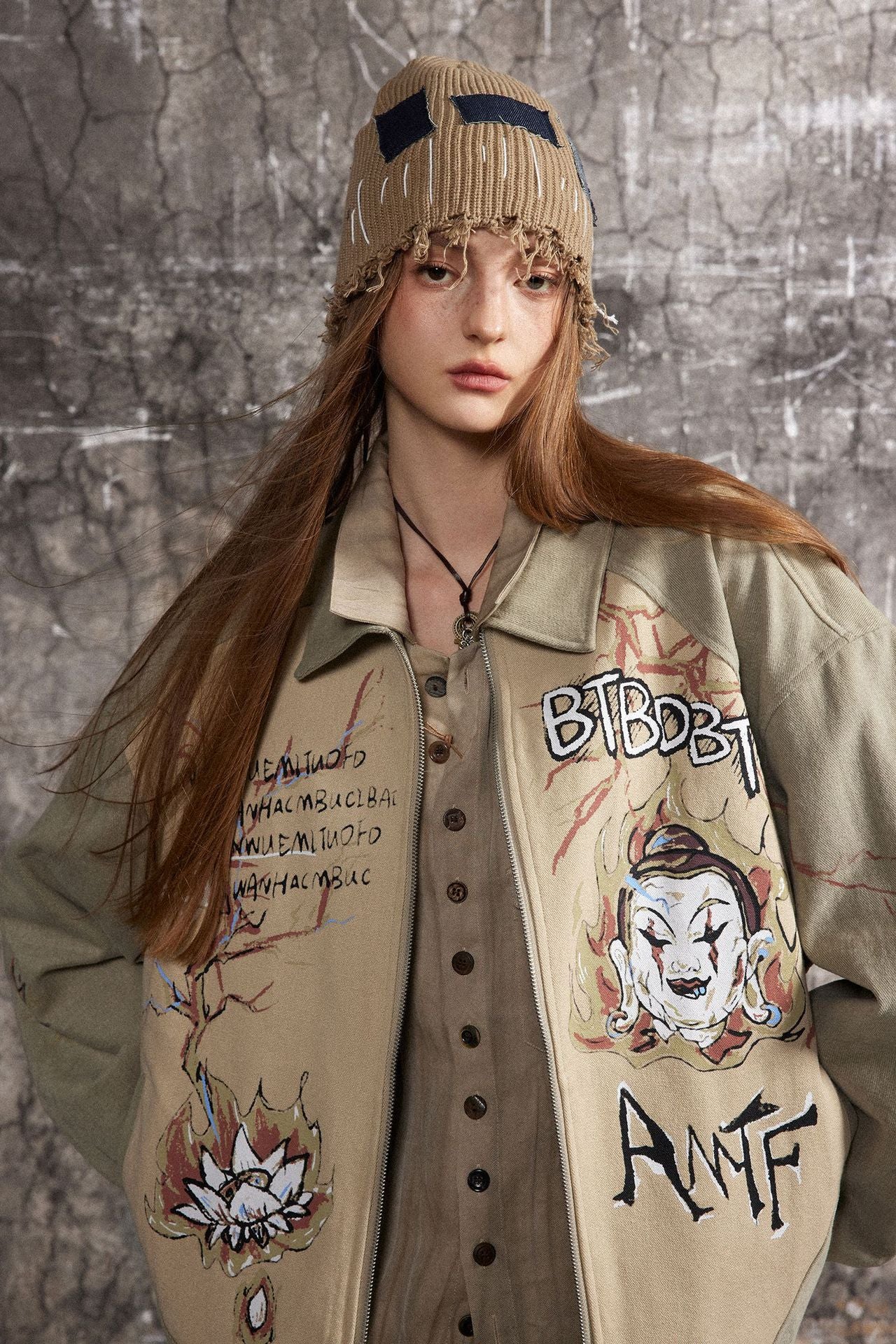 Street Style Graffiti Spliced Jacket