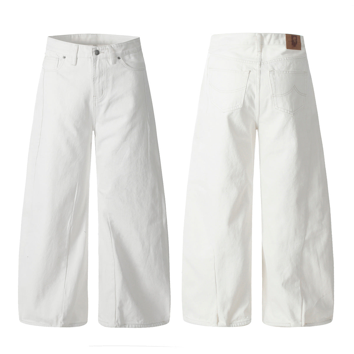 White Tapered Leg Jeans
