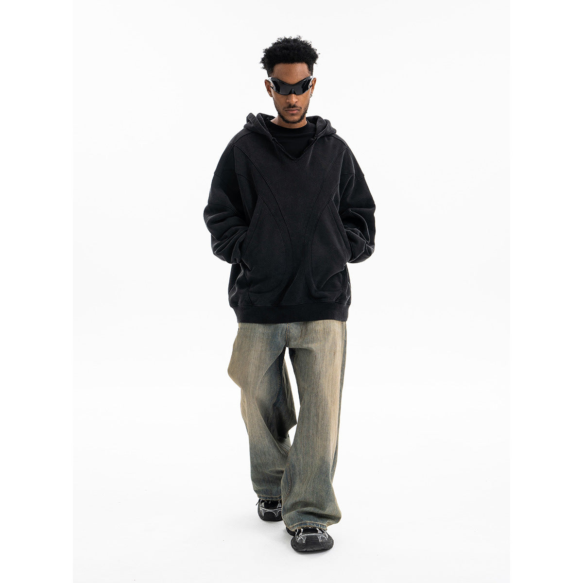 Deconstructed Oversized Hooded Sweatshirt