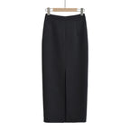 Back-Slit Fitted Midi Skirt