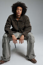 Street Style Color-Blocked Leopard Jacket