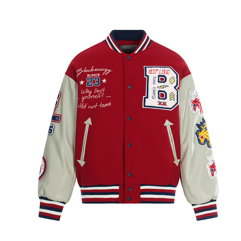 Embroidered Cotton Baseball Jacket