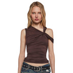 Pleated design slim fit vest top