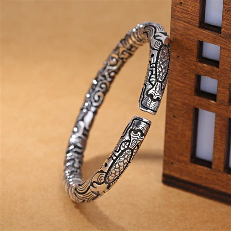 Leunsa Vintage Silver Bracelet – Snake Detail