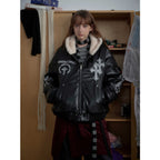 Black Cross Leather Jacket