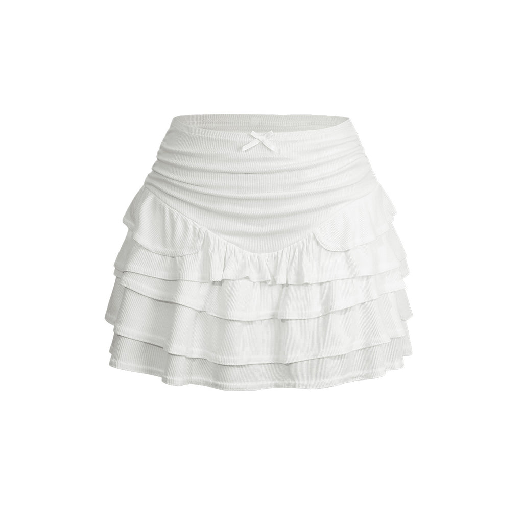 Bohemian Holiday Style Ruffle High-Waist A-Line Skirt