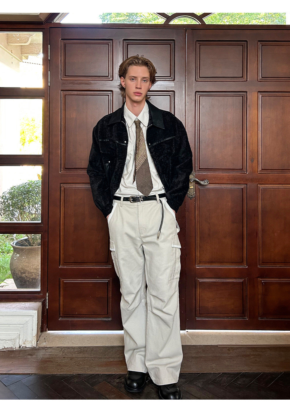 Velvet Luxury Leather Inserts Jacket