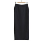 Back-Slit Fitted Midi Skirt