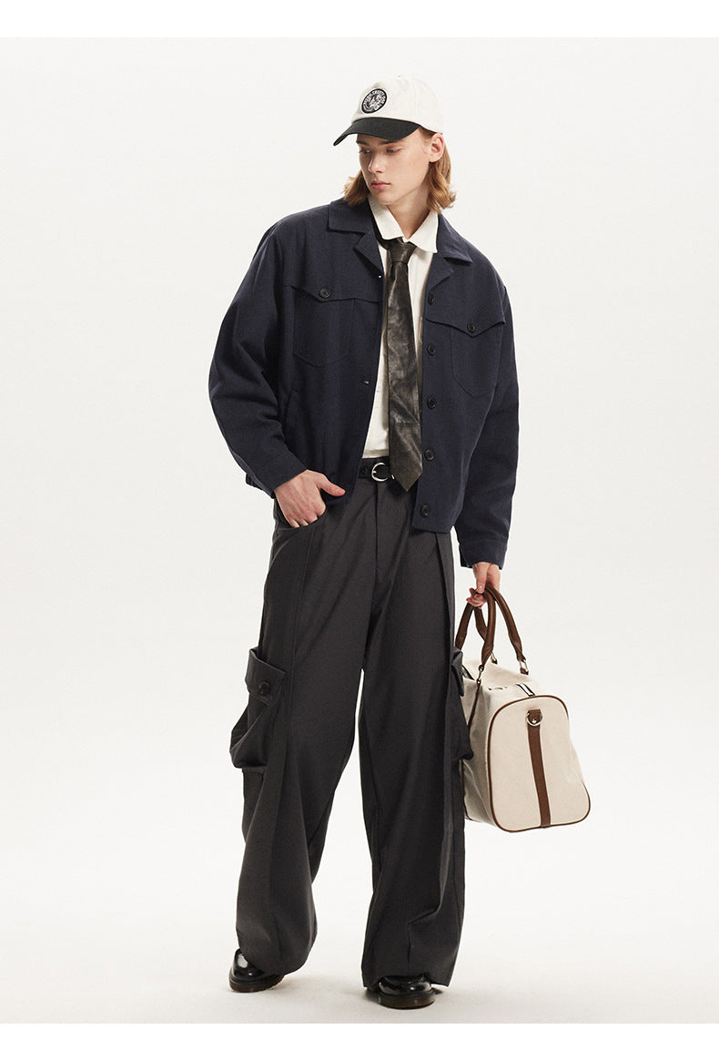 Vintage Collar Jacket with Short Wide Miu Style Suede Velvet Outerwear for Women