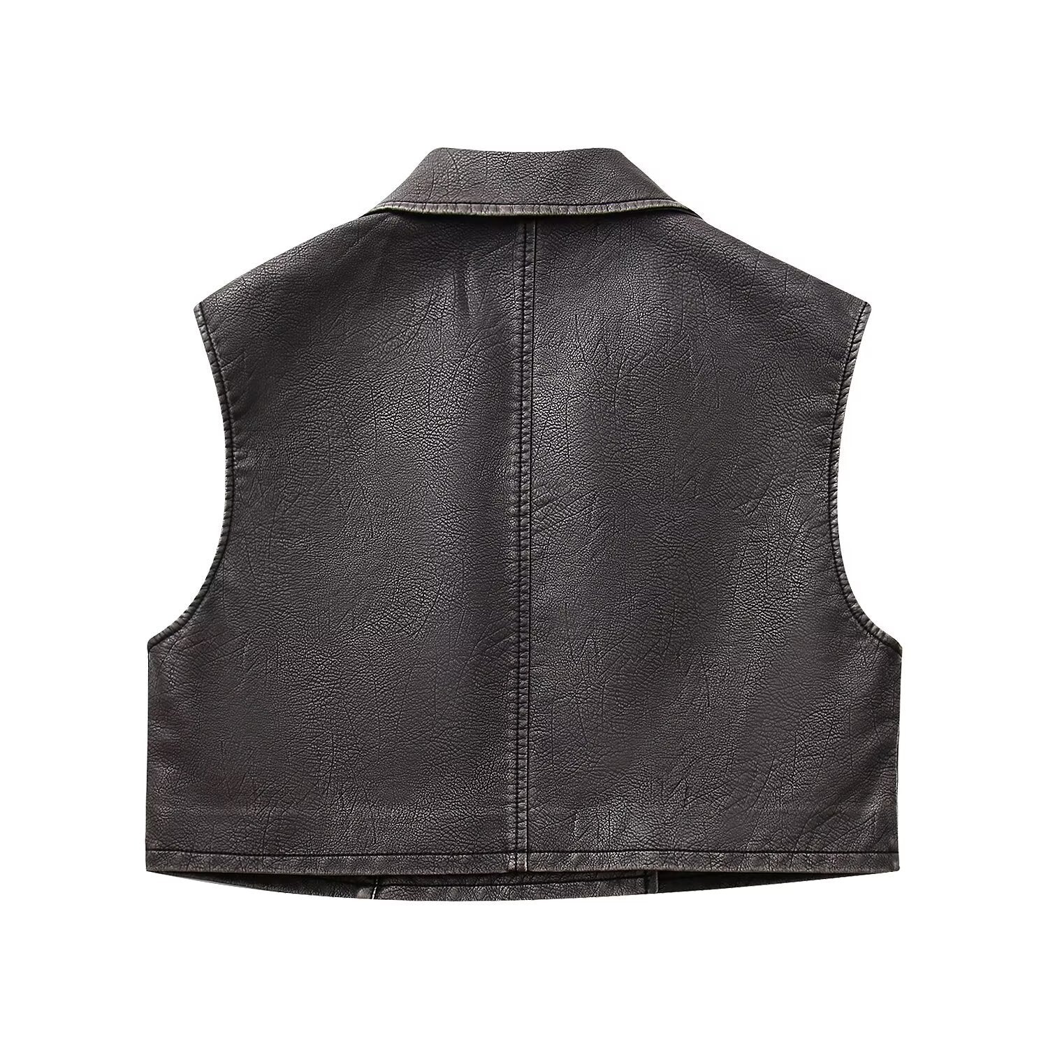 Collar pocket with zipper PU vest vest for women in vest