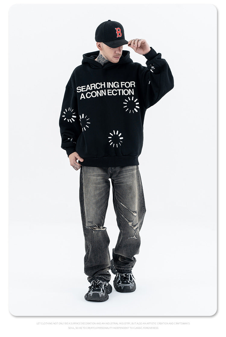 loose-fit patterned hoodie