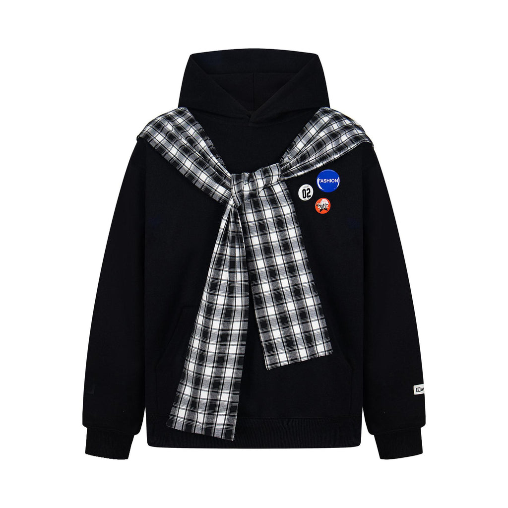 Plaid Badge Hoodie