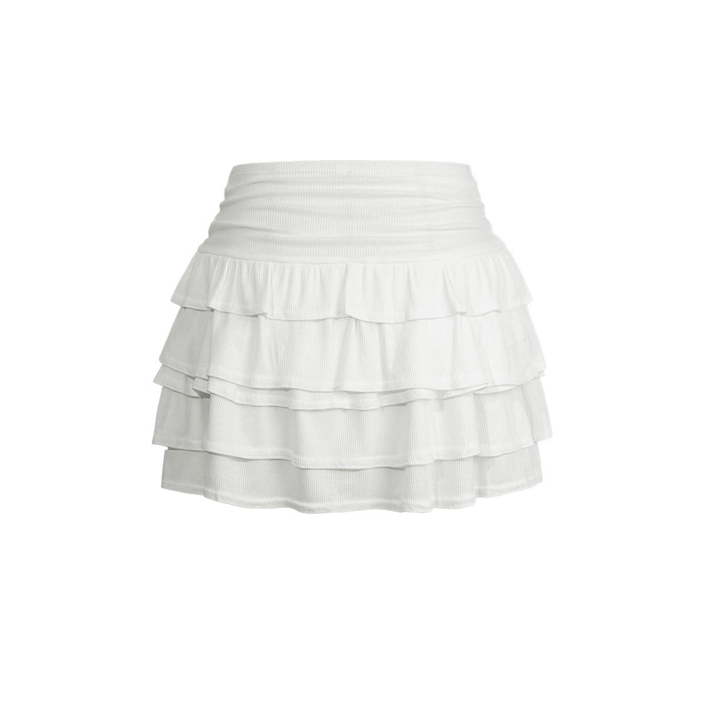 Bohemian Holiday Style Ruffle High-Waist A-Line Skirt
