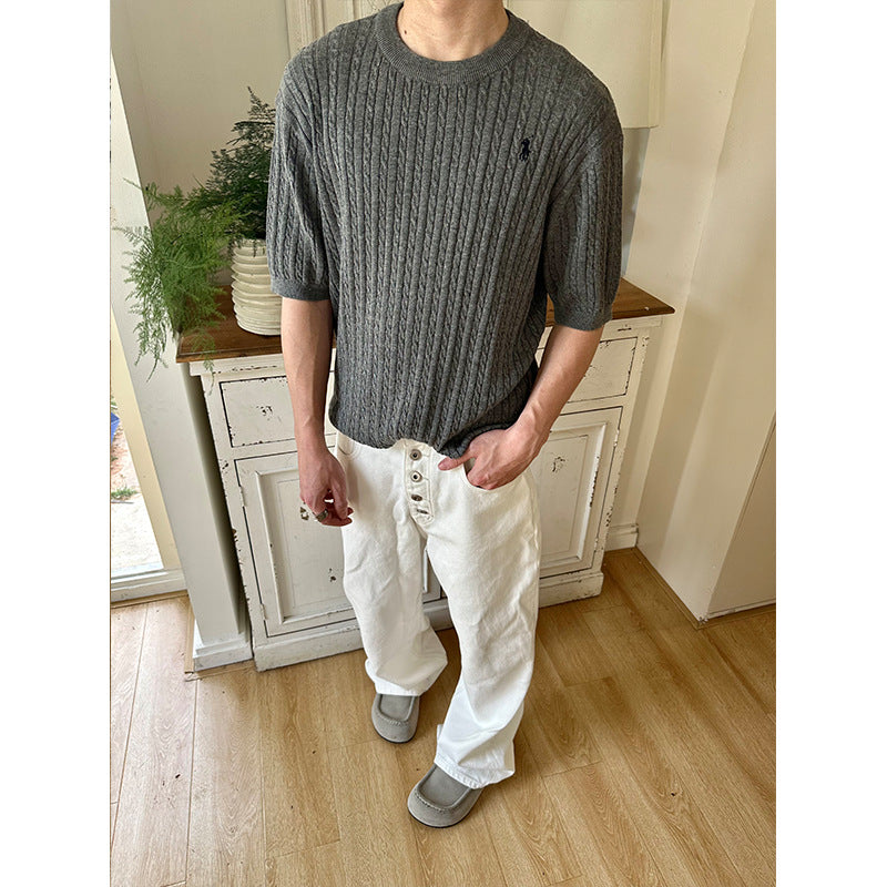 Crew Neck Breathable Lightweight Regular Fit Short Sleeve for Spring and Summer Commuting