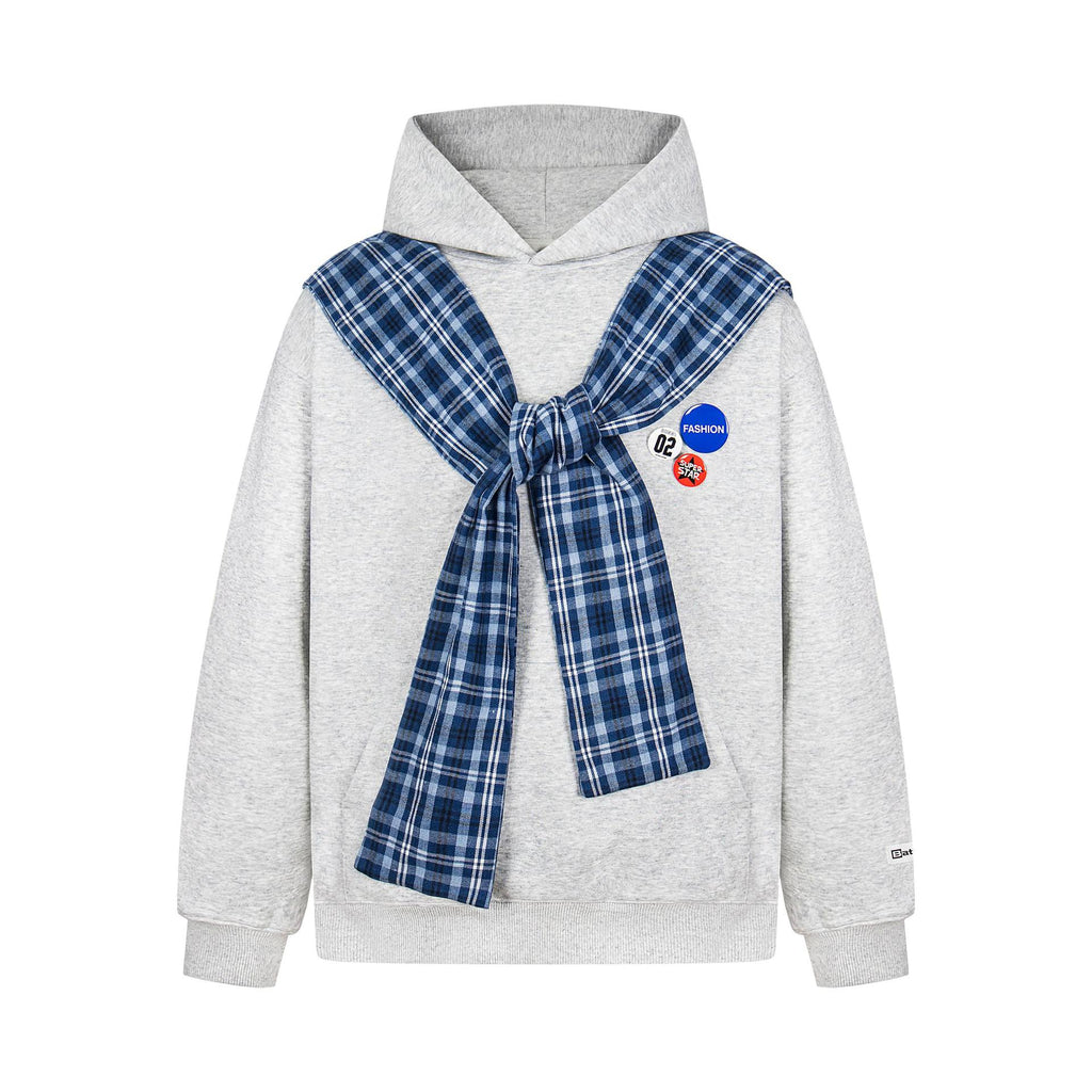Plaid Badge Hoodie