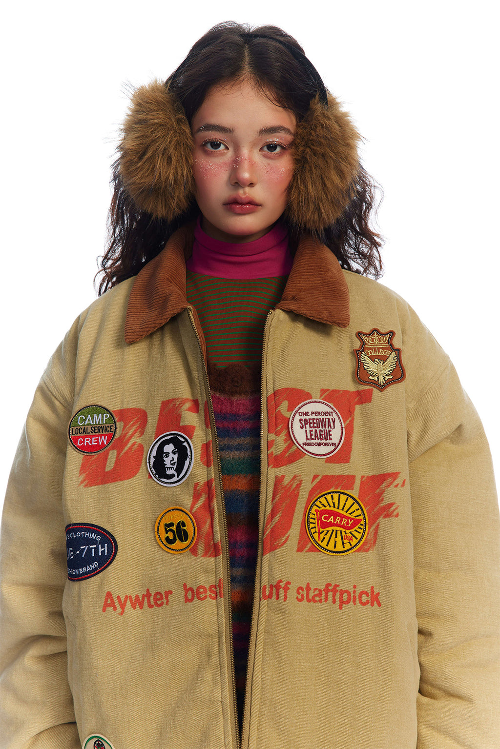 Retro Patch Detail Padded Jacket