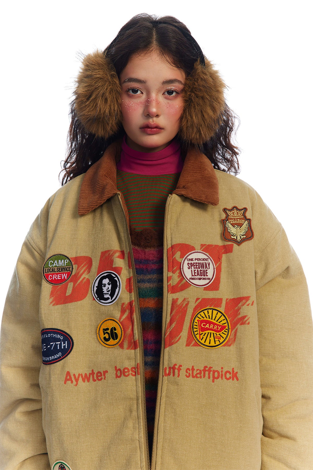 Retro Patch Detail Padded Jacket