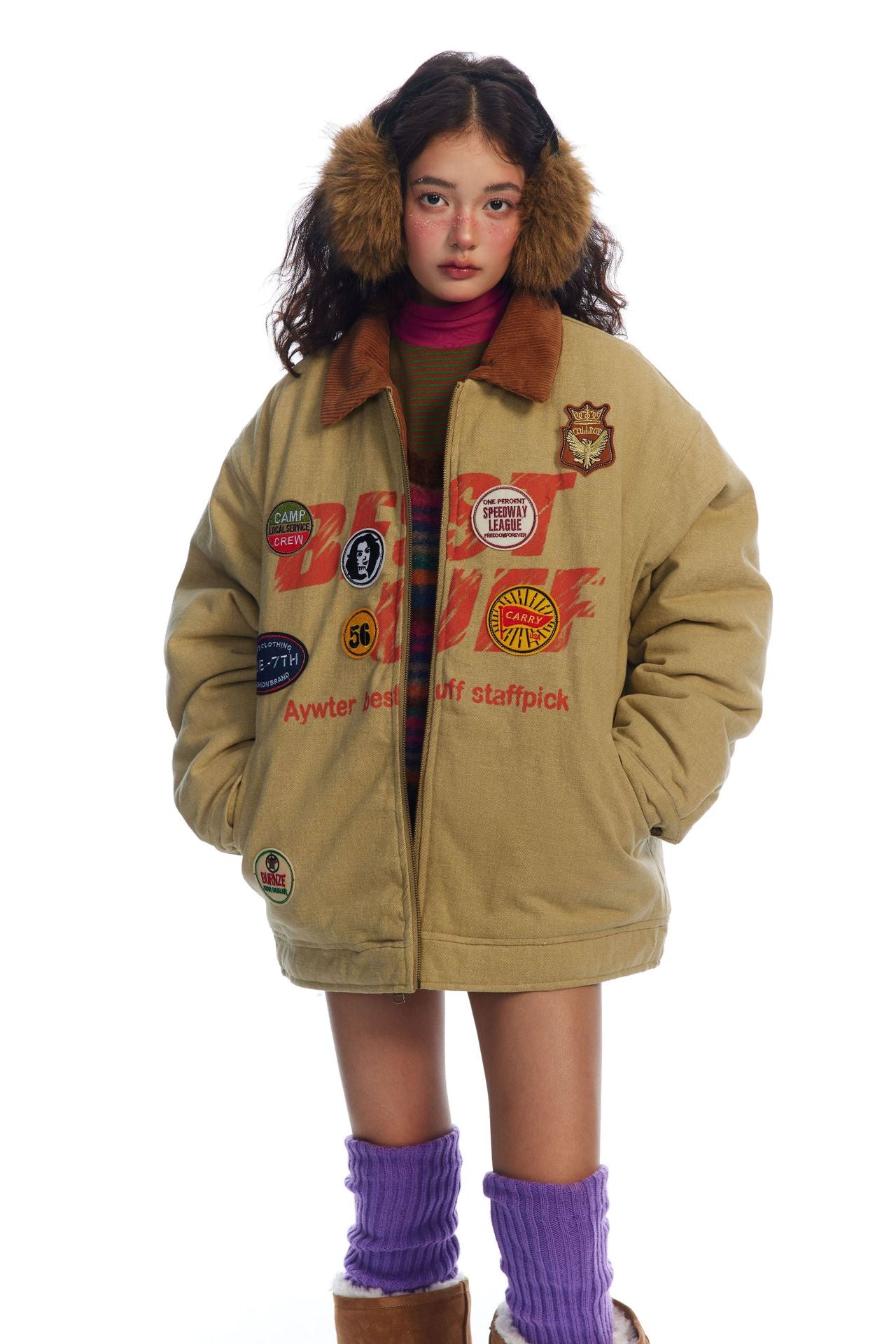 Retro Patch Detail Padded Jacket