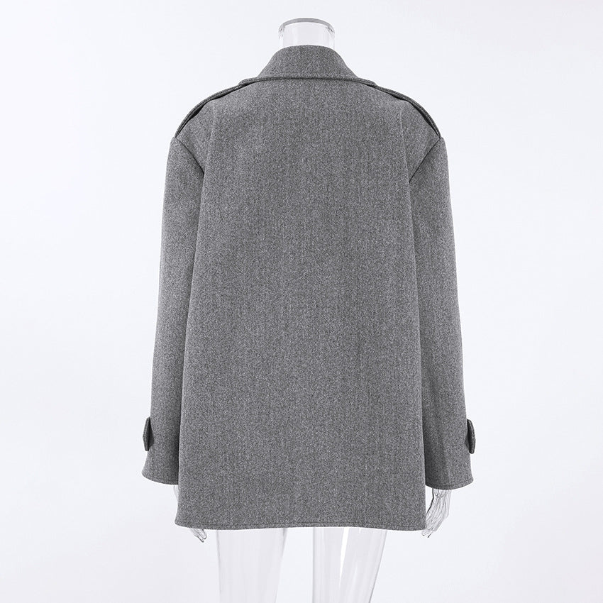 Gray Wool Blazer Coat