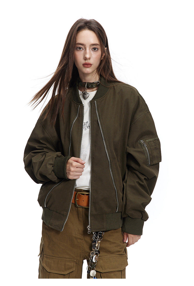 Patch Embroidery Flight Jacket Casual Outerwear