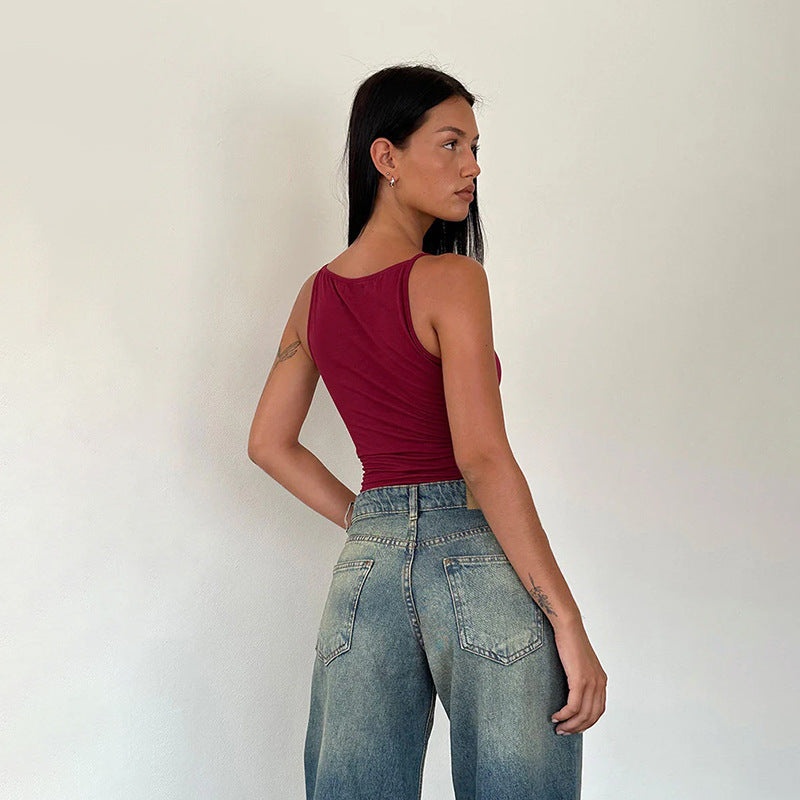 Simple Burgundy Crop Top