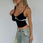 Strap Contrasting Lace Sexy Top