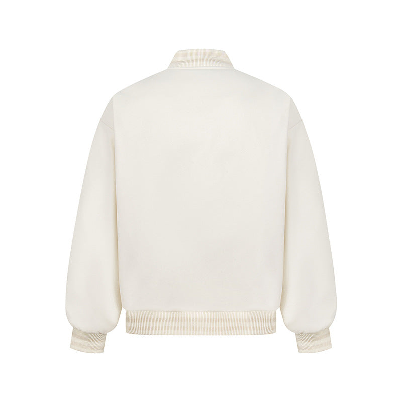 Leather Embroidered Splicing Jacket Coat