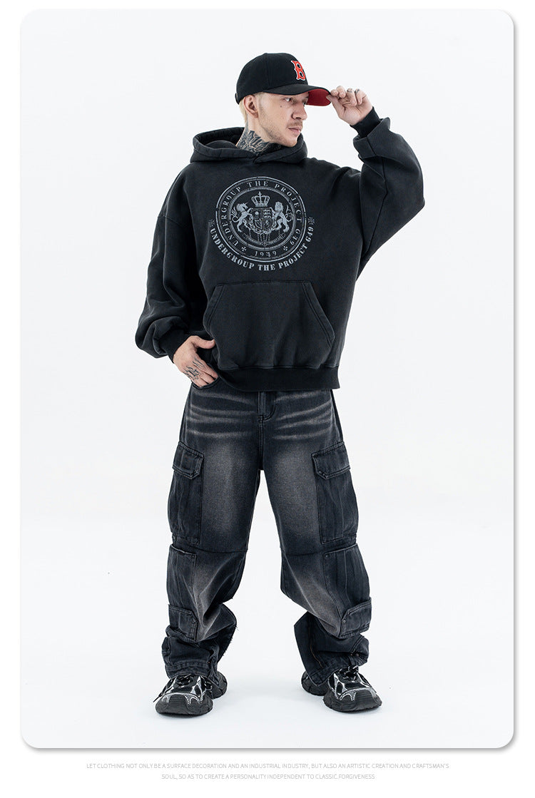 Fleece Hooded Sweatshirt Warm Loose Trendy