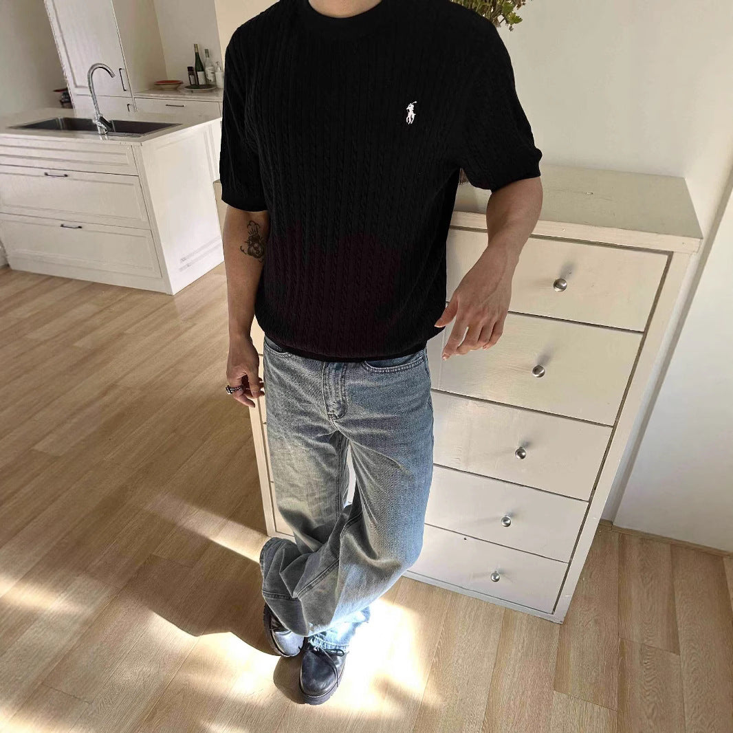 Crew Neck Breathable Lightweight Regular Fit Short Sleeve for Spring and Summer Commuting
