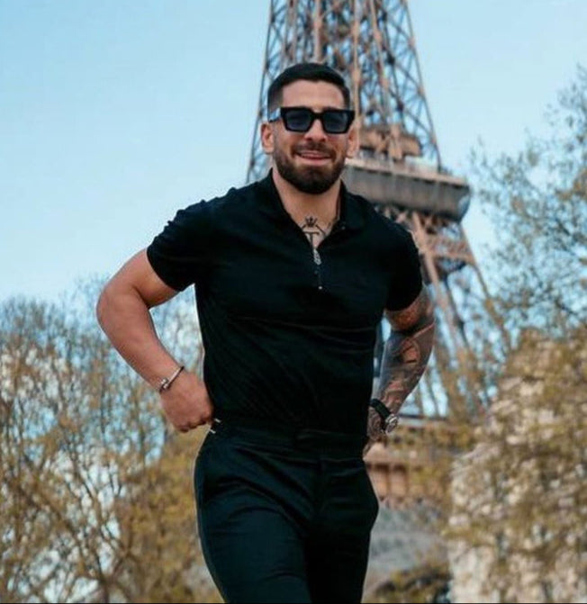 Black Polo Collar Men's T-shirt