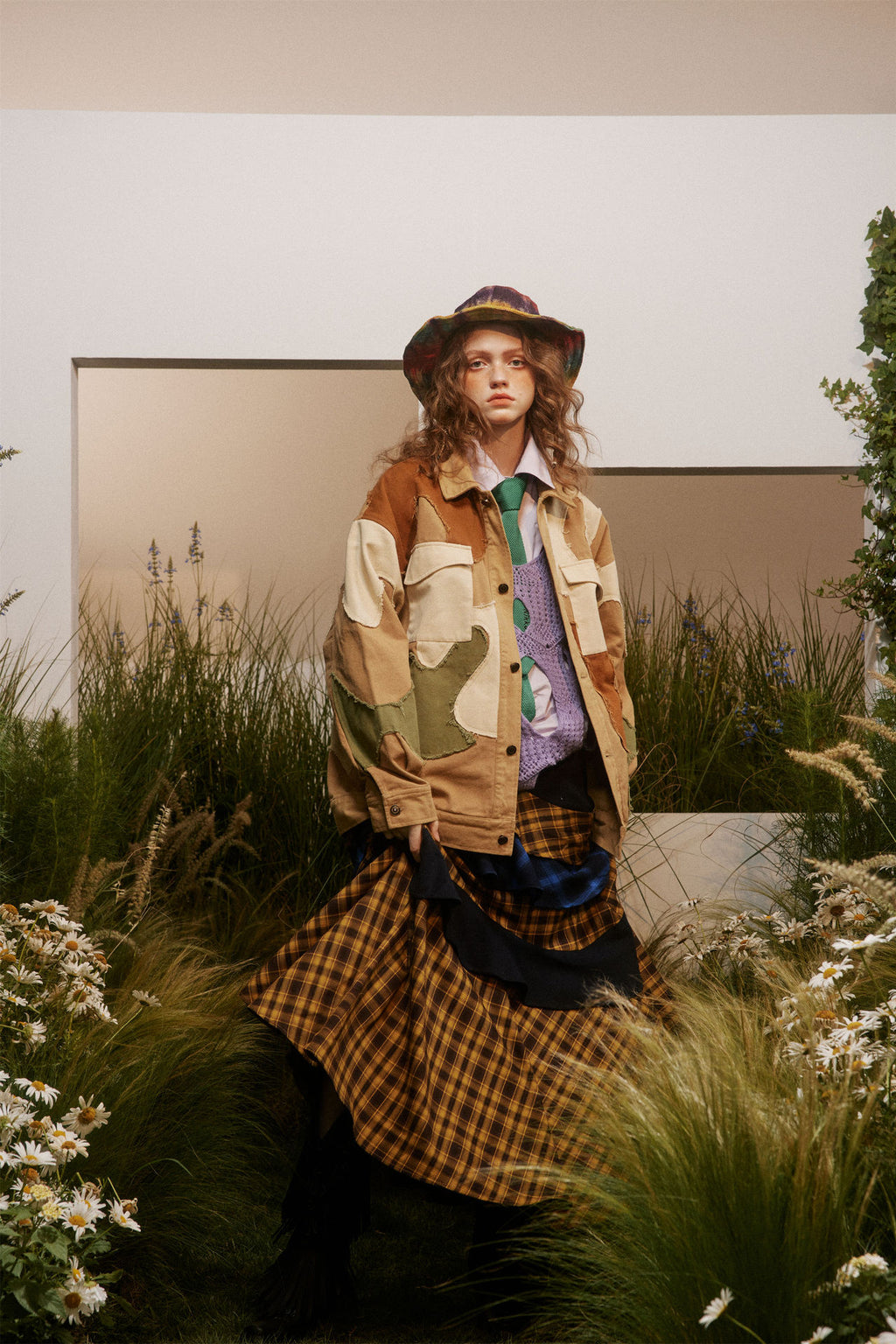 Splicing retro loose camouflage jacket